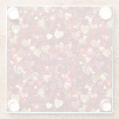Red Gold Glitter Hearts ガラスコースター (裏面)