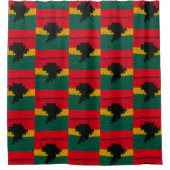 Red Gold Green Black Africa Artisan Crochet Print シャワーカーテン (正面)
