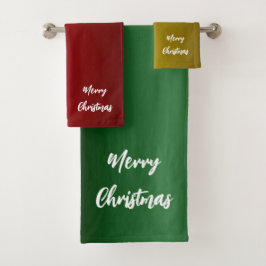 Red, Gold & Green Christmas  バスタオルセット