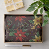 Red Gold Green Christmas Florals Decoupage 薄葉紙 (ギフト)