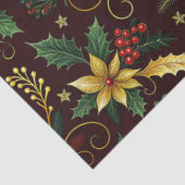 Red Gold Green Christmas Florals Decoupage 薄葉紙 (詳細)