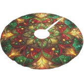 Red Gold Green Decorative Tree Skirt ブラッシュドポリエステルツリースカート (アングル)