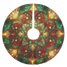 Red Gold Green Decorative Tree Skirt ブラッシュドポリエステルツリースカート