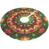 Red Gold Green Decorative Tree Skirt ブラッシュドポリエステルツリースカート (アングル)