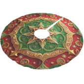 Red Gold Green Decorative Tree Skirt ブラッシュドポリエステルツリースカート (アングル)