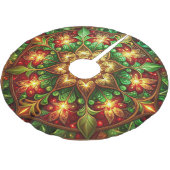 Red Gold Green Decorative Tree Skirt ブラッシュドポリエステルツリースカート (アングル)