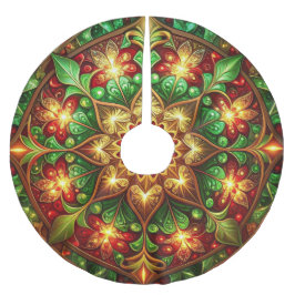 Red Gold Green Decorative Tree Skirt ブラッシュドポリエステルツリースカート