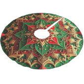 Red Gold Green Decorative Tree Skirt ブラッシュドポリエステルツリースカート (アングル)