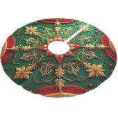 Red Gold Green Decorative Tree Skirt ブラッシュドポリエステルツリースカート (アングル)