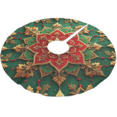 Red Gold Green Decorative Tree Skirt ブラッシュドポリエステルツリースカート (アングル)