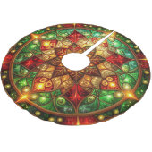 Red Gold Green Decorative Tree Skirt ブラッシュドポリエステルツリースカート (アングル)