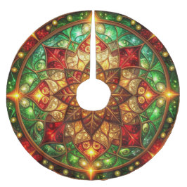 Red Gold Green Decorative Tree Skirt ブラッシュドポリエステルツリースカート