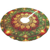 Red Gold Green Decorative Tree Skirt ブラッシュドポリエステルツリースカート (アングル)