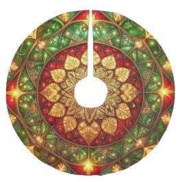 Red Gold Green Decorative Tree Skirt ブラッシュドポリエステルツリースカート