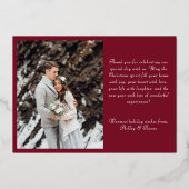 Red Gold Green Mistoetoe Frame Merry Christmas 箔シーズンカード (裏面)