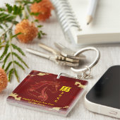 Red & Gold Happy Chinese year of the Horse キーホルダー (正面右)
