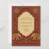 red gold hindu elephant ornate mandala wedding 招待状 (正面)