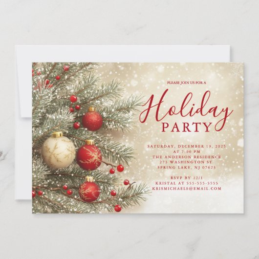 Red & Gold Holiday Party Invitation 招待状 (正面)