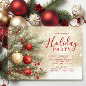 Red & Gold Holiday Party Invitation 招待状