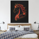 Red & Gold Horse with Lotus, Spiritual Symbolic キャンバスプリント (インサイチュ (寝室))