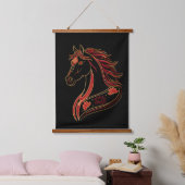 Red & Gold Horse with Lotus, Spiritual Symbolic  吊り下げ型タペストリー (寝室)