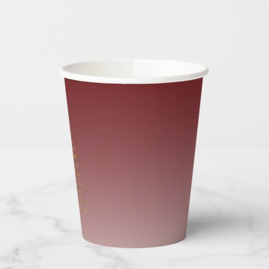 Red Gold Inspirational Christmas Tree Peace Joy 紙コップ (左)