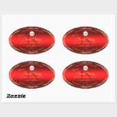 Red Gold Logo Initials Glitter Stars Product Label 楕円形シール (シート)