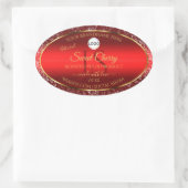 Red Gold Logo Initials Glitter Stars Product Label 楕円形シール (バッグ)