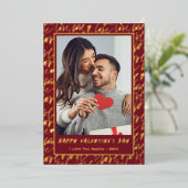 Red & Gold Love Valentines Day Photo 箔シーズンカード (立ち正面)