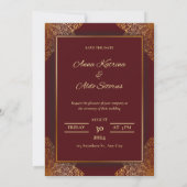 Red gold luxury wedding invitation card 招待状 (裏面)
