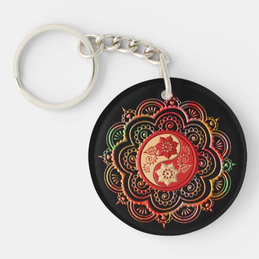 Red & Gold Mandala キーホルダー (正面)