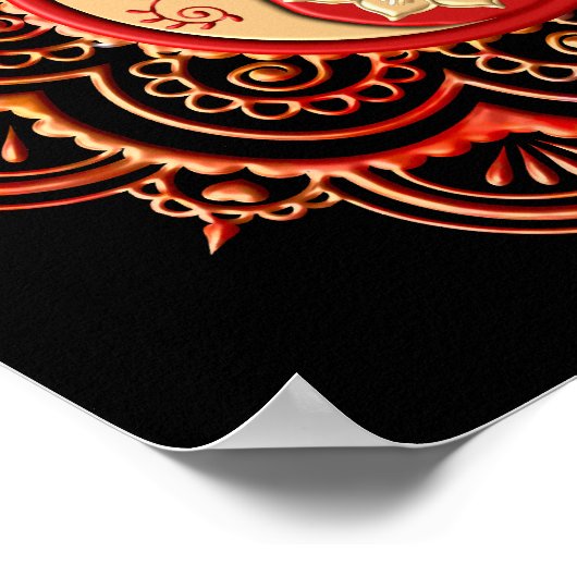 Red & Gold Mandala ポスター (角)