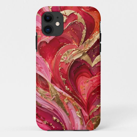Red & Gold Marble iPhone 11 Case Case-Mate iPhoneケース (裏面)