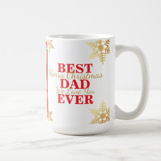 Red Gold Merry Christmas Best Dad Ever Photo コーヒーマグカップ