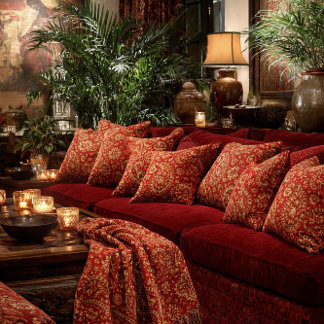 Red & Gold Paisley Designer Pillows - Room Design クッション