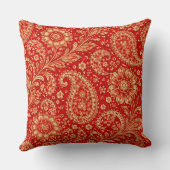 Red & Gold Paisley Designer Pillows - Room Design クッション (裏面)
