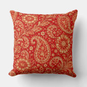 Red & Gold Paisley Designer Pillows - Room Design クッション (正面)