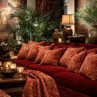 Red & Gold Paisley Pattern Throw - Room Design  スローブランケット