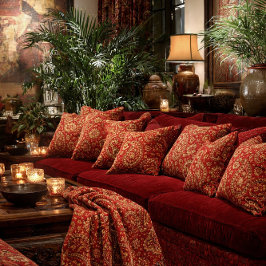 Red & Gold Paisley Pillows - Customizable  クッション