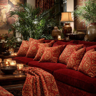 Red & Gold Paisley Pillows - Customizable  クッション