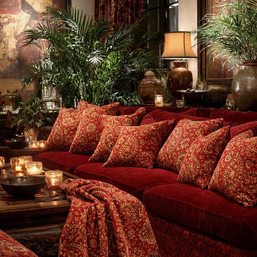 Red & Gold Paisley Pillows - Customizable  クッション