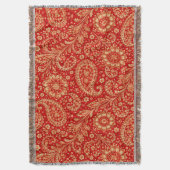 Red & Gold Paisley Toss Throw - Interior Decor スローブランケット (正面縦)