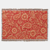 Red & Gold Paisley Toss Throw - Interior Decor スローブランケット (正面)