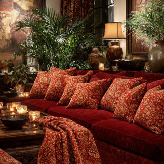 Red & Gold Paisley Toss Throw - Interior Decor スローブランケット