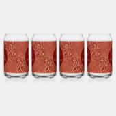 Red Gold Pixels and Flowers, Gold Merry Christmas ガラス缶 (右)