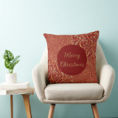 Red Gold Pixels and Flowers, Gold Merry Christmas クッション (椅子)