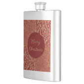 Red Gold Pixels and Flowers, Gold Merry Christmas フラスク (左)