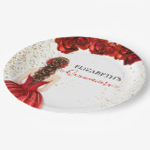 Red & Gold Quinceañera Custom Paper Plate ペーパープレート (アングル)