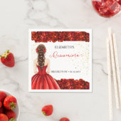 Red & Gold Quinceañera Custom Party Napkins スタンダードカクテルナプキン (インサイチュ)
