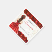 Red & Gold Quinceañera Custom Party Napkins スタンダードカクテルナプキン (角)
